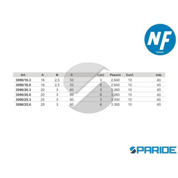 GUIDA CANCELLO AUTOPORTANTE 3 MT 3090 NOVA FERR IN ACCIAIO ZINCATO