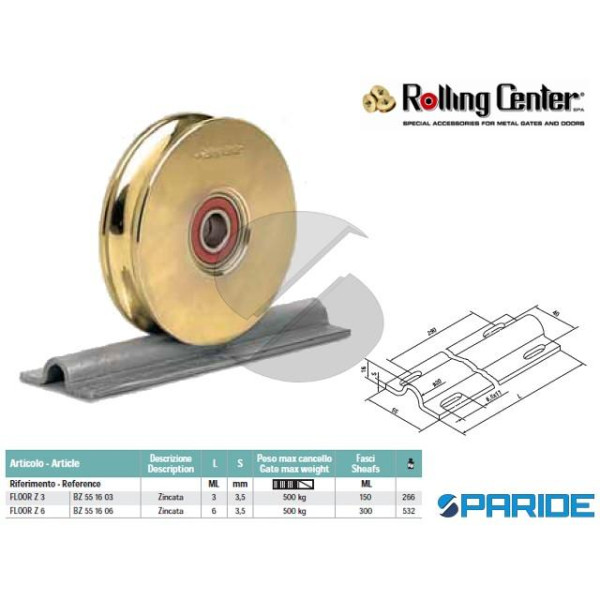 GUIDA FLOOR Z3 ZINCATA 3 ML ROLLING CENTER