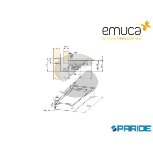 GUIDA SLIPPE 390 AD ESTRAZIONE TOTALE SOFT E AGGANCIO 4002805 EMUCA