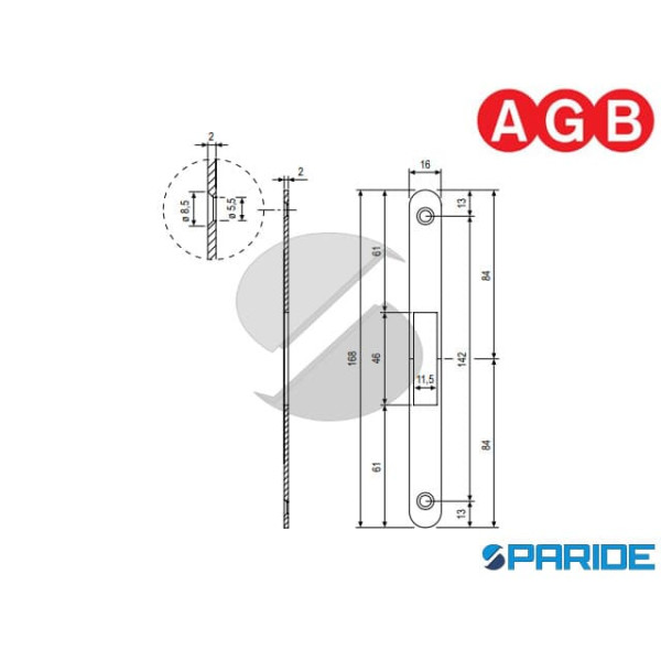 INCONTRO 16X168 CROMO NICHELATO B007001906 AGB BORDO TONDO