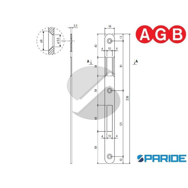 INCONTRO 18X238 CROMO OPACO B005907734 AGB BORDO TONDO
