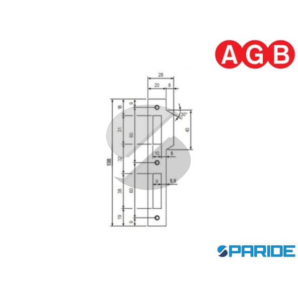 INCONTRO 20X138 OTTONE LUCIDO B005700503 AGB BORDO QUADRO
