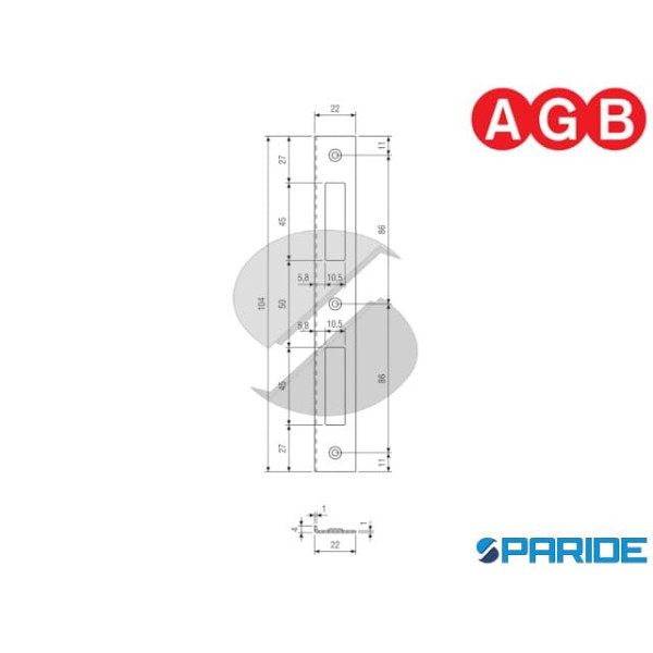 INCONTRO 22X194 OTTONE LUCIDO B005900303 AGB BORDO QUADRO