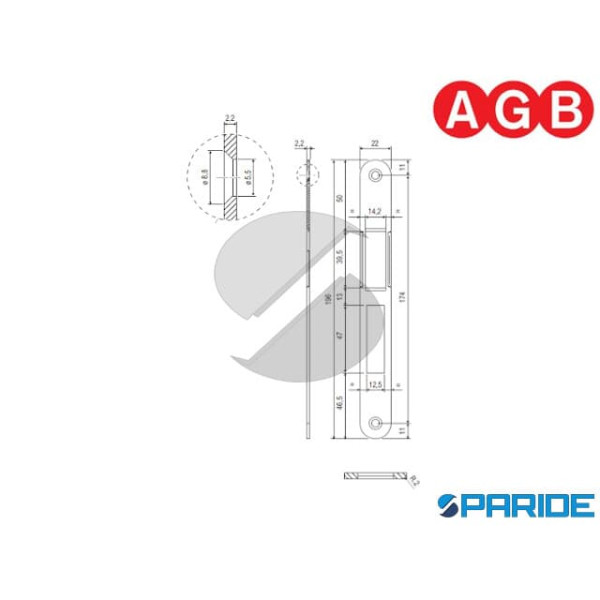 INCONTRO 22X196 OTTONE LUCIDO B014024003 AGB BORDO TONDO