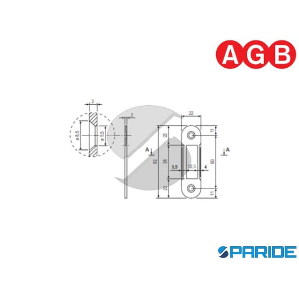 INCONTRO 22X82 CROMO OPACO B010004034 AGB BORDO TONDO