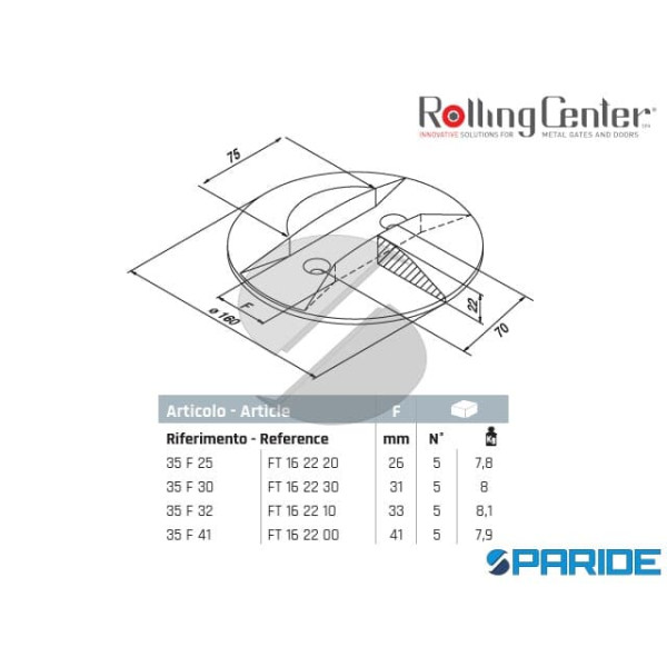INCONTRO 35F41 PER PORTONI A LIBRO ROLLING CENTER