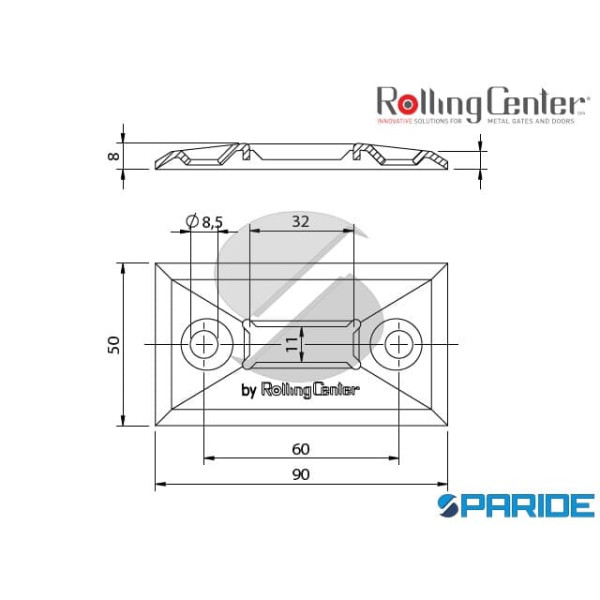 INCONTRO A PAVIMENTO 75 IN ACCIAIO PER ASTE SUPERIORI ROLLING CENTER