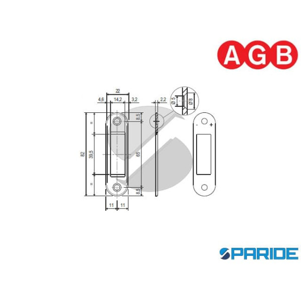 INCONTRO EASY FIX CROMO OPACO B014023334 AGB PORTE BATTENTE