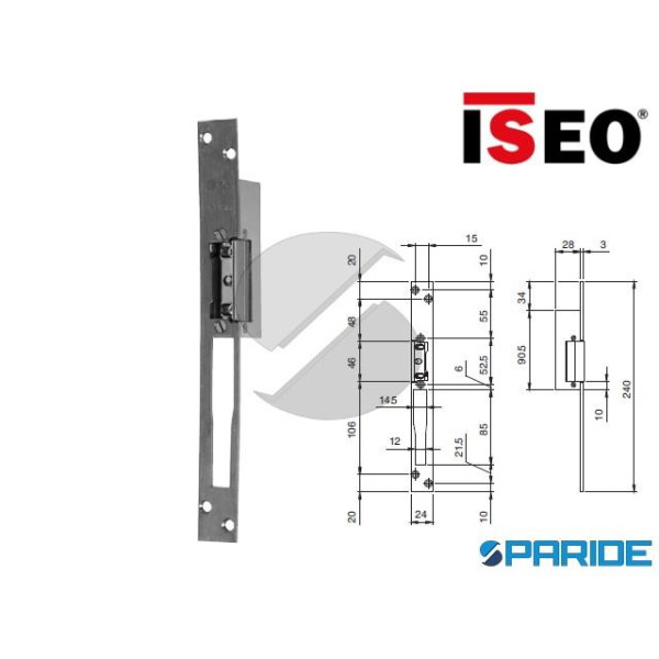 INCONTRO ELETTRICO FRONTALE INOX 25X3 DX L 240 565...