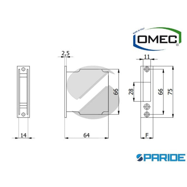 INCONTRO F 18 1243 PER SERRATURE PORTE IN VETRO OMEC