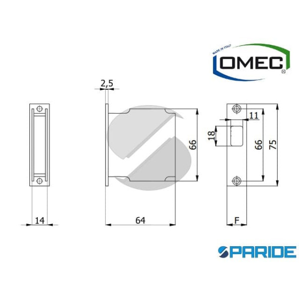 INCONTRO F 18 1248 PER SERRATURE PORTE IN VETRO MODELLO 1246-1246Q OMEC