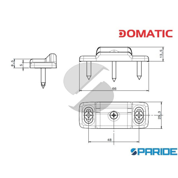 INCONTRO LATERALE C8504F PER SERRATURE CENTRALI E SCROCCHI LATERALI ED ALTO-BASSO DOMATIC