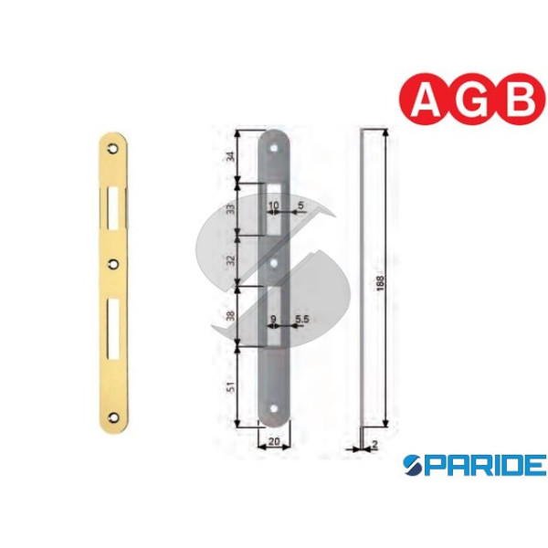 INCONTRO PATENT PICCOLA 20X188 BRONZATO AGB B00570...