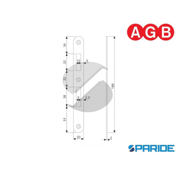 INCONTRO PATENT PICCOLA 20X188 OTTONATO AGB B005700103