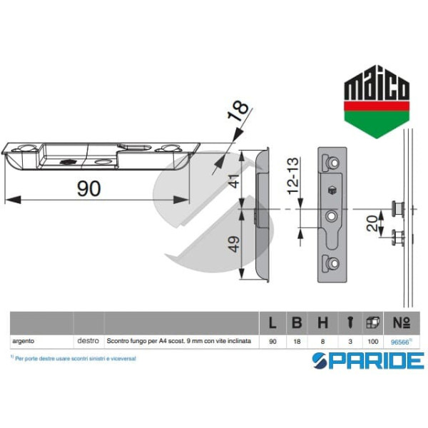 INCONTRO PER FUNGO A4 96565 DESTRO MAICO