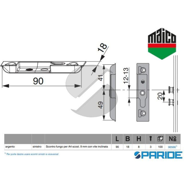 INCONTRO PER FUNGO A4 96566 SINISTRO MAICO