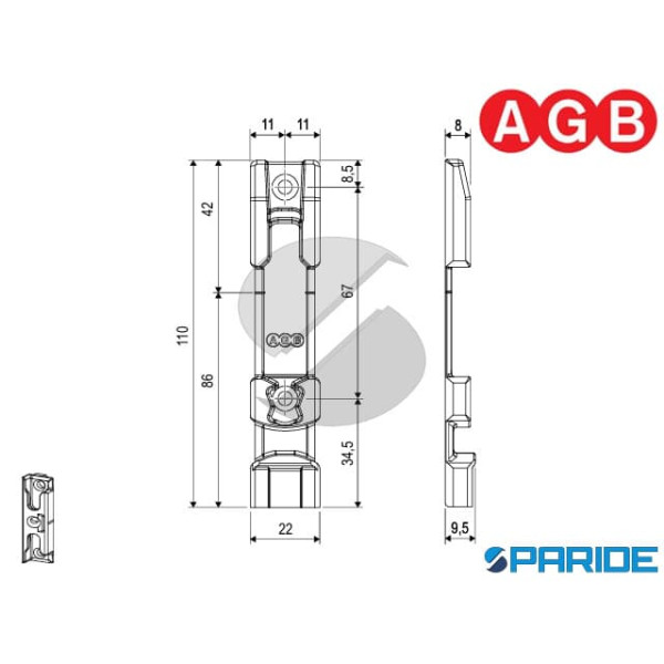 INCONTRO PER GANCIO RIBALTA A12 I 13 A51400CR01 AGB ARTECH