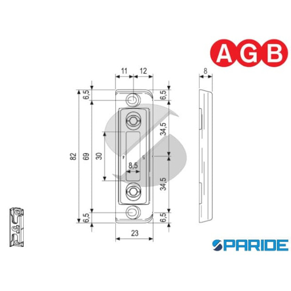 INCONTRO REGISTRABILE PER PUNTALI A12 I13 A 1FORO A48010CR54 AGB ARTECH CON PIASTRINO