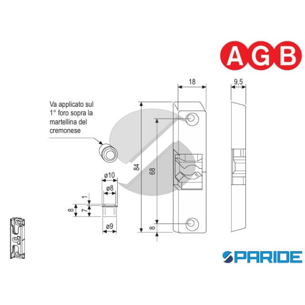 INCONTRO SCROCCO PORTA A11\12 I9 A400170618 AGB ARTECH PER CHIUSURA TEMPORANEA
