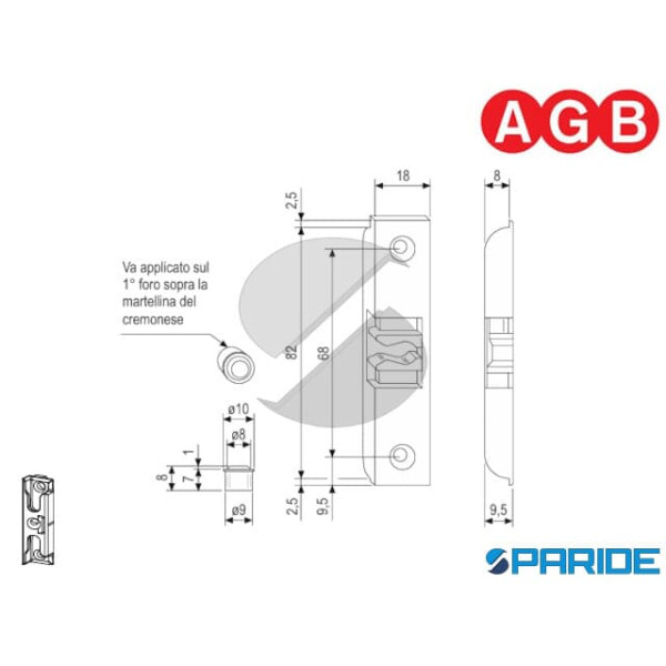 INCONTRO SCROCCO PORTA A4 I9 A400170118 AGB ARTECH PER CHIUSURA TEMPORANEA