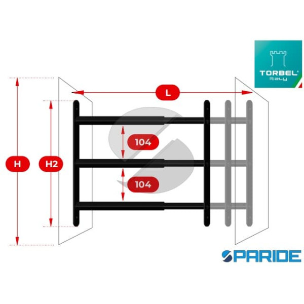 INFERRIATA ESTENSIBILE 3 BARRE L48-90 RAL 9005