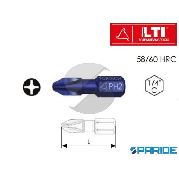 INSERTO CROCE 1\4 C TORSION PH1 L 25 MM LTI