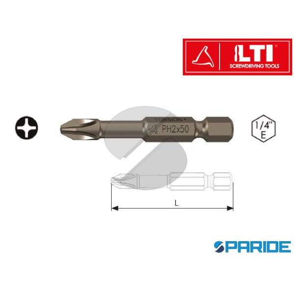 INSERTO CROCE 1\4 TORSION PLUS PH2 L 50 MM LTI