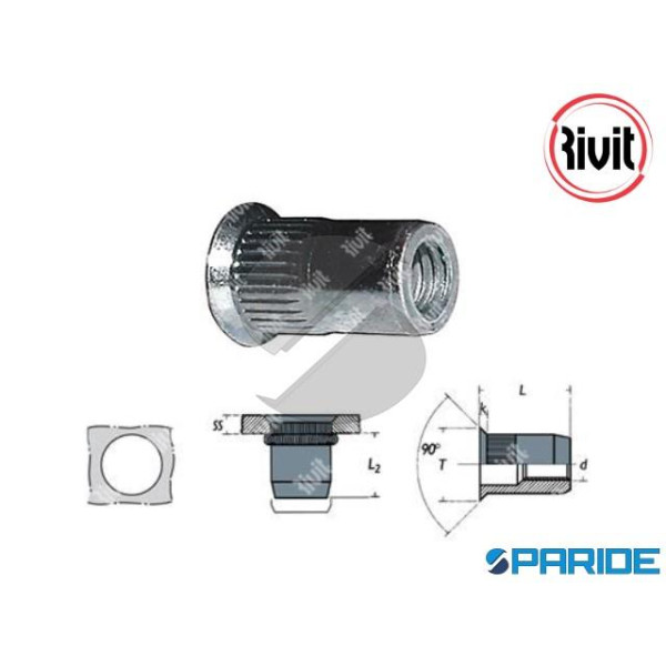 INSERTO FILETTATO ACCIAIO M10 FSC-Z TPS ZIGRINATO ...