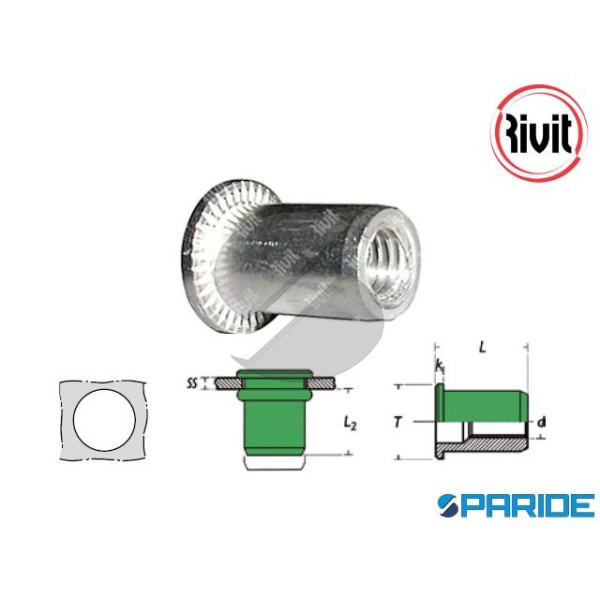 INSERTO FILETTATO ATC M4 TT ALLUMINIO RIVIT SP 2,5...
