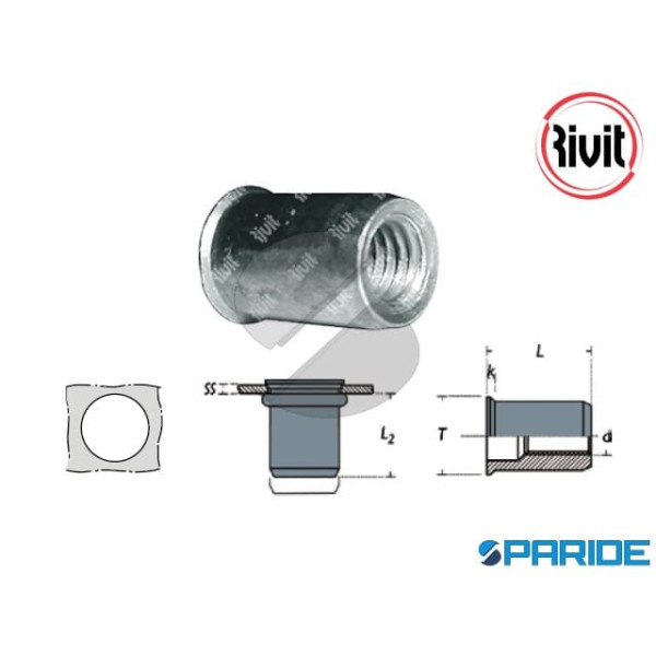INSERTO FILETTATO FRC M6 L 17 MM CILINDRICO TESTA ...