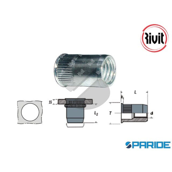 INSERTO FILETTATO FRC-Z M8 L 11,5 MM CILINDRICO ZI...