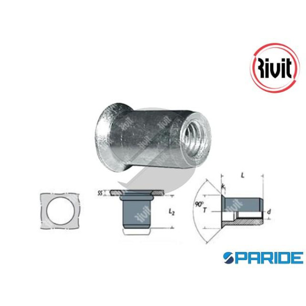 INSERTO FILETTATO FSC-Z M4 TPS ACCIAIO ZINCATO RIV...