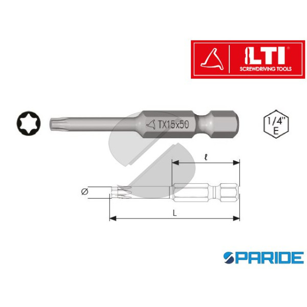 INSERTO TORX 1\4 E TORSION TX09 L 50 MM LTI