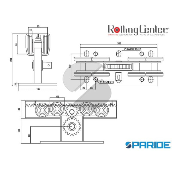 KIT CARRELLI MOTO G PER CANCELLI AUTOPORTANTI ROLLING CENTER