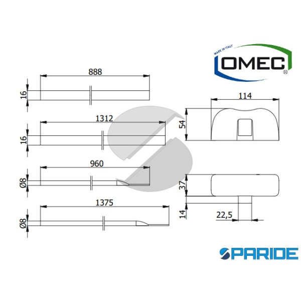 KIT DEVIATORI LATERALI OMEC 6041 PER MANIGLIONE ANTIPANICO