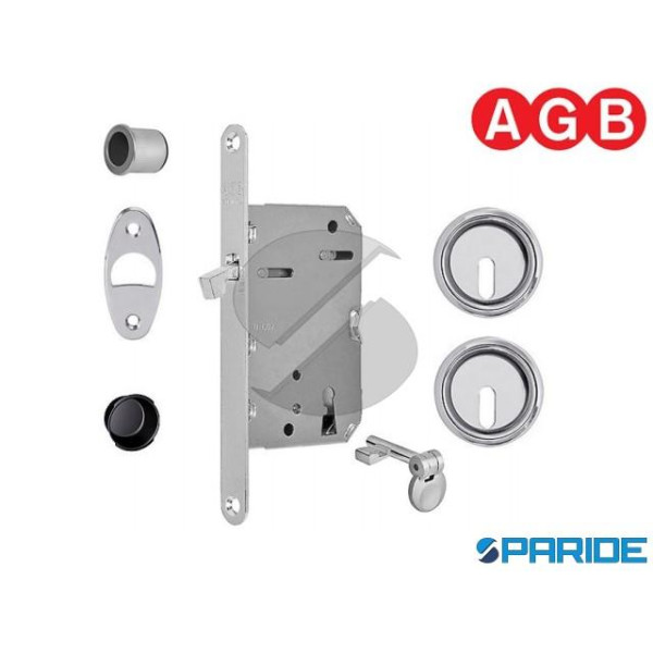 KIT M SERRATURA SCIVOLA TRE E 50 16X160 CROMO OPAC...