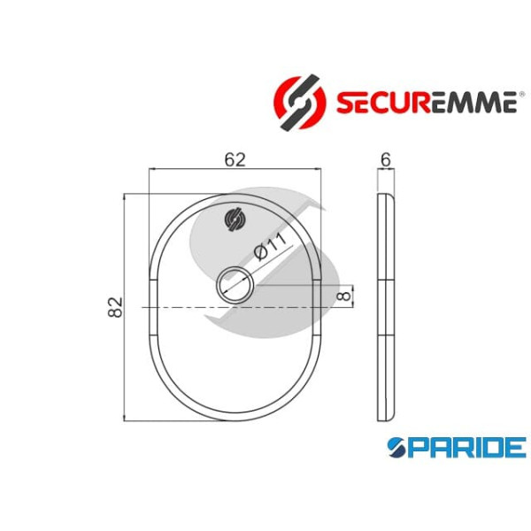 KIT PIASTRINA PER CODOLO POMOLO 4303KCS CROMO SATINATO SECUREMME