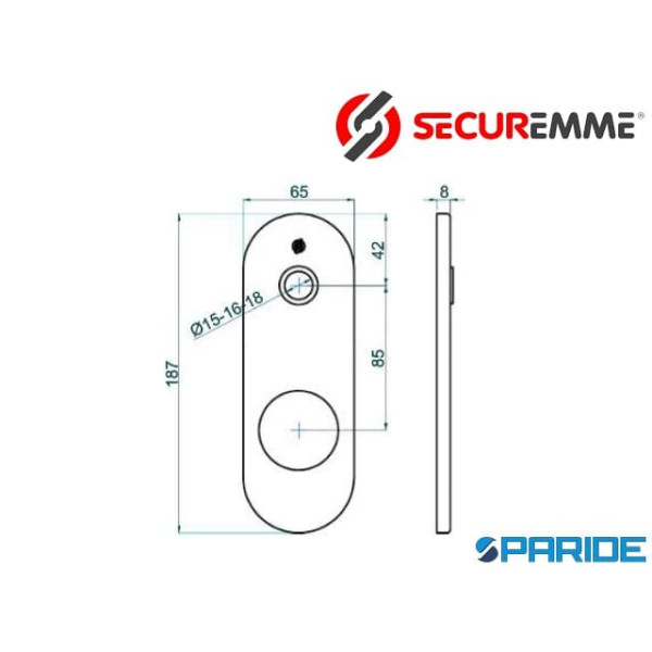 KIT PLACCA D 46 MM INT 85 MM 4501KCS OTTONE CROMO SATINATO SECUREMME