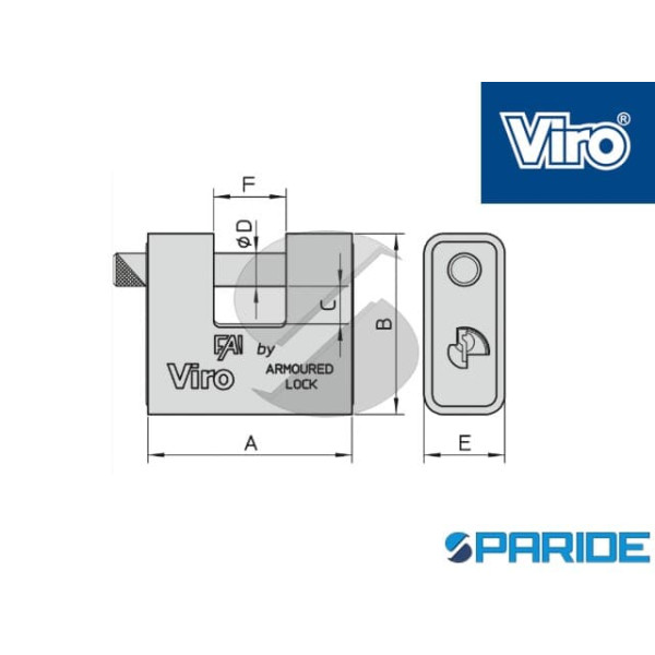 LUCCHETTO CORAZZATO FAI 81 MM 4016 VIRO