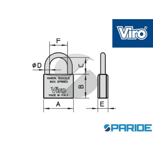 LUCCHETTO IN OTTONE 60 MM 304.69 VIRO KA ARCO STANDARD