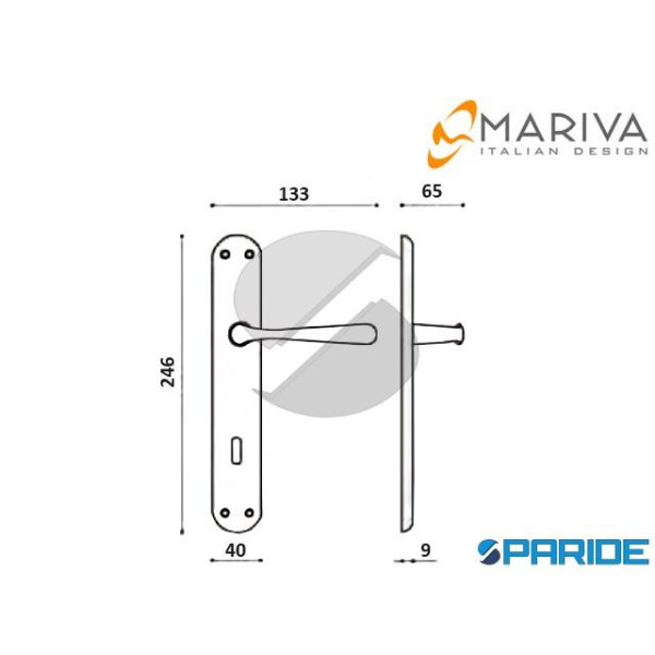 MANIGLIA 1126 SIDNEY MARIVA PLACCA PATENT 90 MM P101 MARITECH CROMO SATINATA