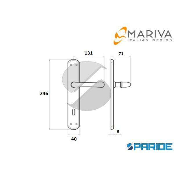 MANIGLIA 150 ADRY MARIVA PLACCA PATENT P90 OTTONE LUCIDO