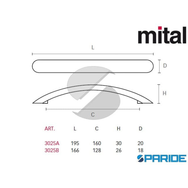 MANIGLIA 3025 AECNH MITAL ECONICHEL IN ZAMA PRESSOFUSA PER MOBILI