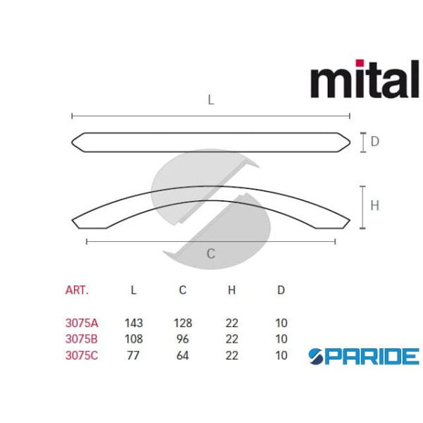 MANIGLIA 3075 ANHST MITAL NICHEL SATINATO IN ZAMA PRESSOFUSA PER MOBILI