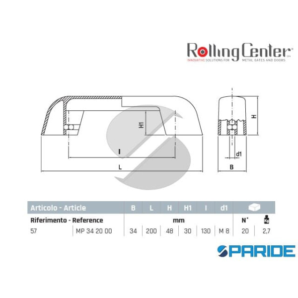 MANIGLIA 57 IN NYLON PER PORTONI ROLLING CENTER