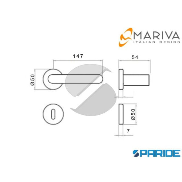 MANIGLIA 767 SIMONA MARIVA ROSETTA TONDA FORO PATENT MARITECH CROMO SATINATO