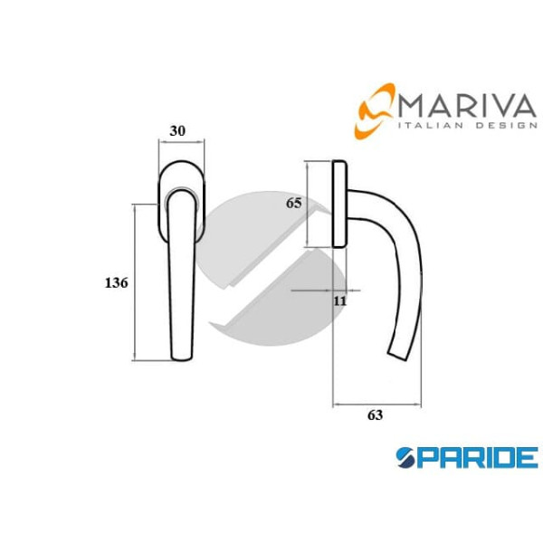 MANIGLIA BASTONE PESANTE 160P DK OVALE OTTONE LUCIDO MARIVA