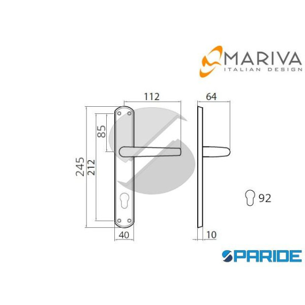 MANIGLIA BASTONE Q8 PY92 OTTONE LUCIDO VERNICIATO 160P MARIVA FORO YALE