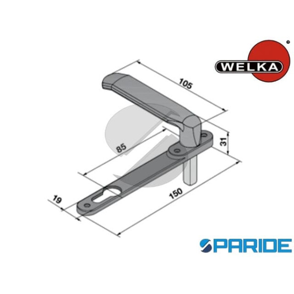 MANIGLIA CON PLACCA NYLON NERA 08600040 WELKA
