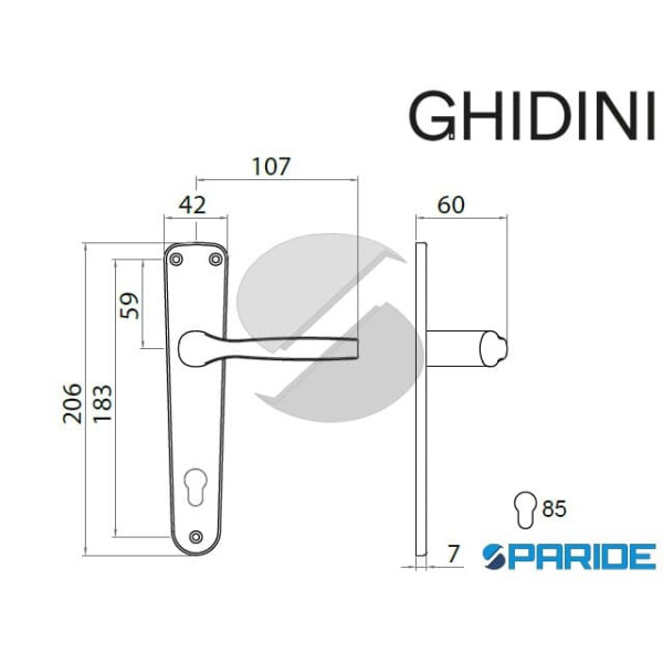 MANIGLIA GABRY Q8 PY85 YALE BRONZATA 77400088504 GHIDINI